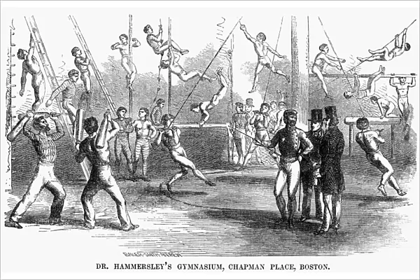 Dr. Hammersleys Gymnasium, Chapman Place, Boston. Wood engraving, American