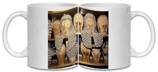Wigs. The store room for Wigs that have been made for Judges at Ede Ravenscroft in London