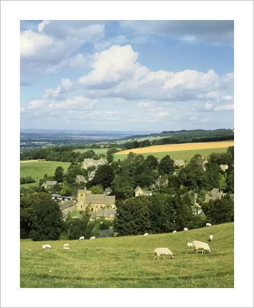 SNOWSHILL. The Cotswold Countryside Looking down on the Village of Snowshill