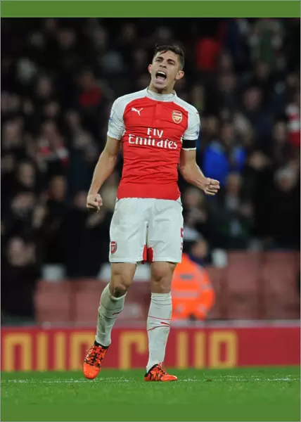 Gabriel's Triumph: Arsenal Defender Celebrates Victory Over Everton (2015 / 16)