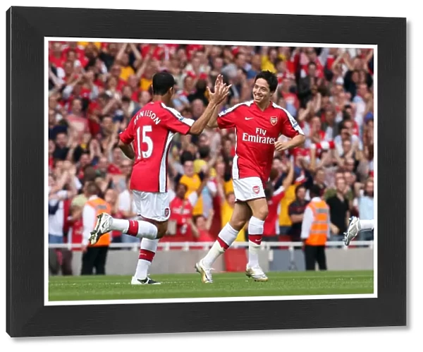 Samir Nasri and Denilson: Celebrating Arsenal's 1-0 Victory Over West Bromwich Albion