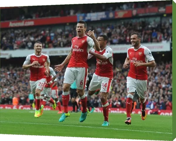 Arsenal: Koscielny and Coquelin Celebrate Goal Against Southampton (2016-17)