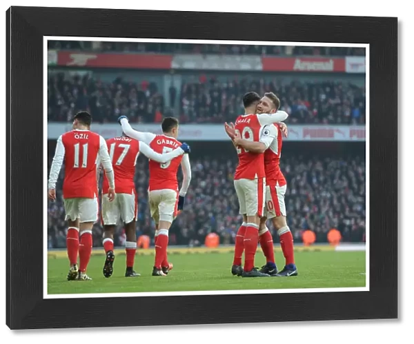 Mustafi and Xhaka Celebrate First Goal: Arsenal vs Burnley, Premier League 2016-17