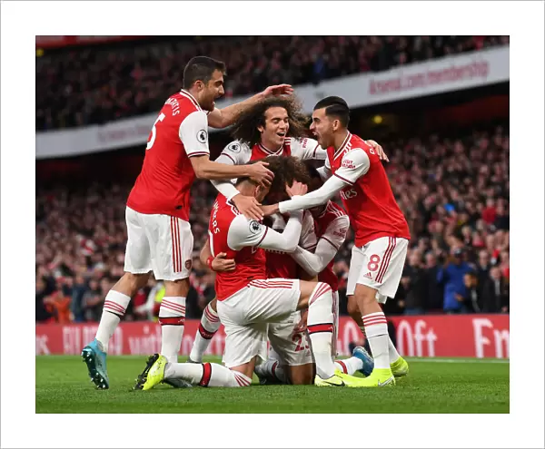 Arsenal's David Luiz Scores and Celebrates with Team against Crystal Palace (2019-20)