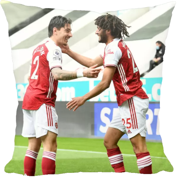 Elneny and Bellerin Celebrate Goal: Arsenal's Victory at Newcastle United (Behind Closed Doors), 2020-21 Premier League