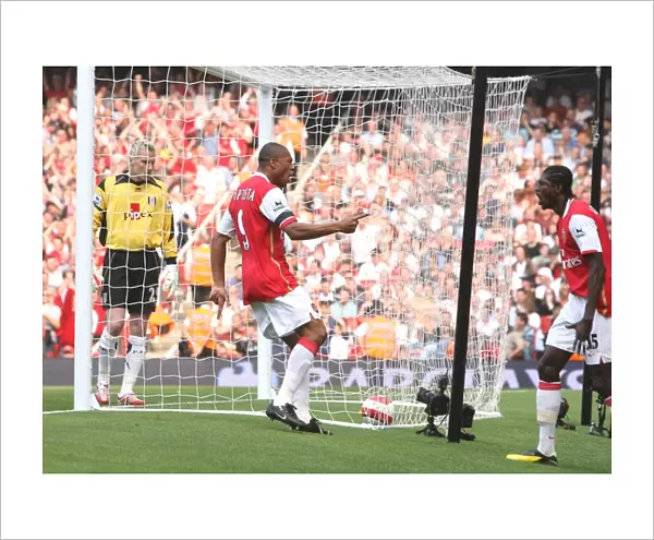 Julio Baptista celebrates scoring the 1st Arsenal goal with Emmanuel Adebayor