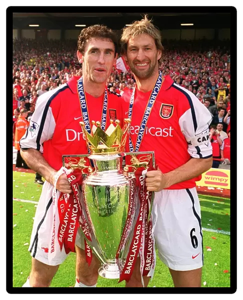 Arsenal Captains Adams and Keown Celebrate FA Barclaycard Premiership Victory: Arsenal 4-3 Everton, Highbury, 2002