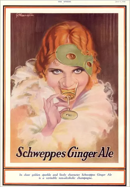 Schweppes 1930s UK ginger ale art deco drinking masks