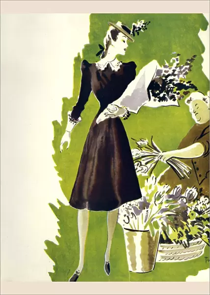 Womens Fashion 1930s 1939 1930s UK flowers flower sellers womens