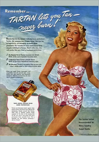 1940s USA tartan lotions swim suits swimwear swimming creams costumes womens suntans