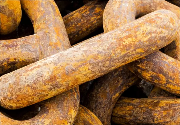 A rusty ship`s chain in Orkney, Scotland