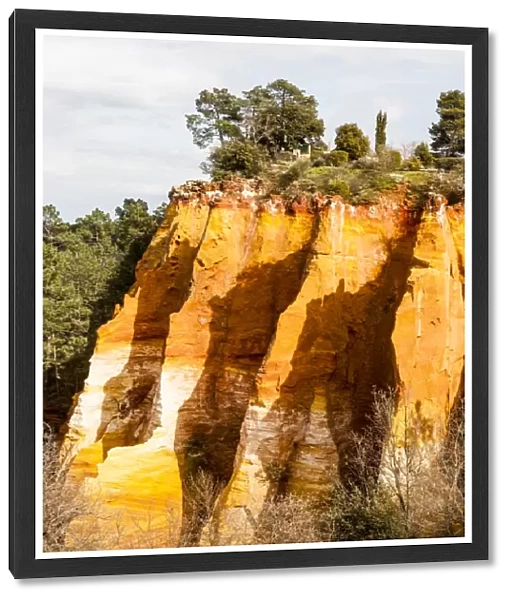 Colourful ochre cliffs at Rousillon in France