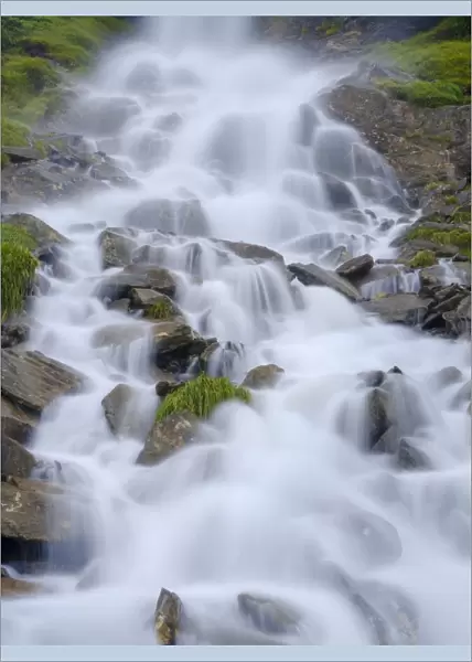 Beilstein waterfall. Oetztal Alps in the nature park Oetztal near village Obergurgl. Europe, Austria, Tyrol