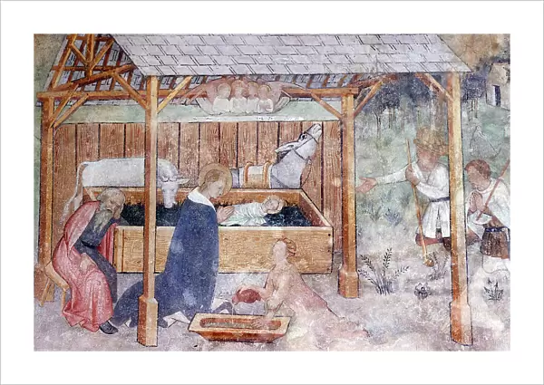 Nativity scene. The Holy Family. Abbondance abbey. France