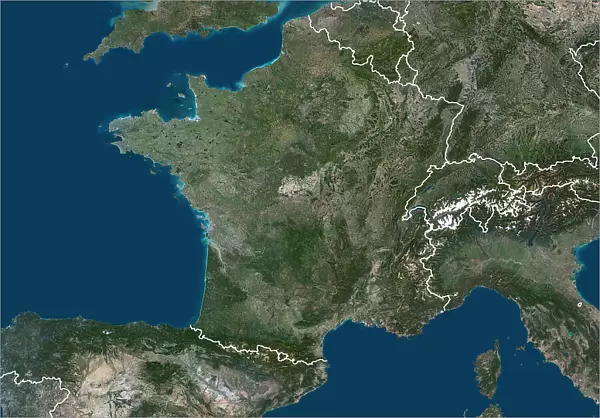France and neighbouring countries, with borders