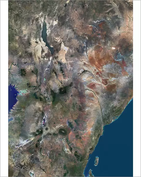 Kenya. Color satellite image of Kenya and neighbouring countries