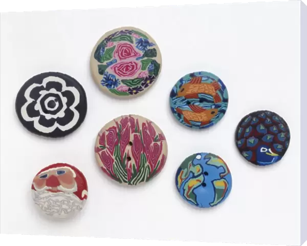 A collection of millefiori buttons