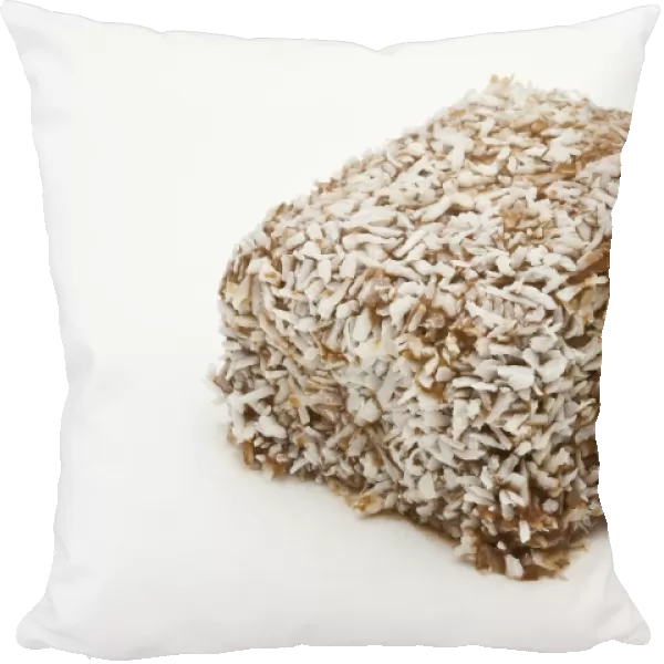 Lamington sponge cake covered with cococnut