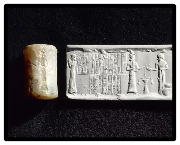 Cylinder seal and impression of a governor of Nippur, Sumerian civilization