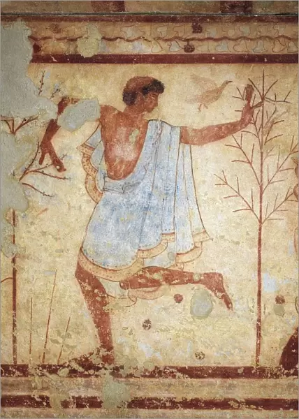 Italy, Lazio, Tarquinia, Scene with a dancer from the Grave of the Triclinium, fresco