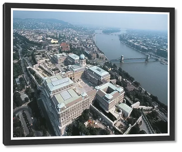 Hungary, Budapest, Aerial view of Buda Castle