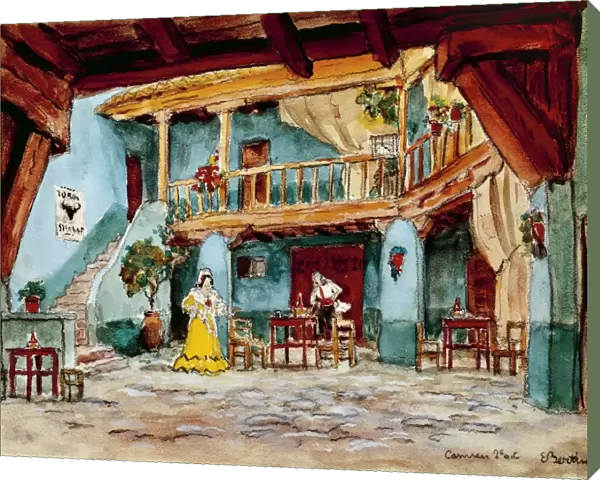 France, Paris, Reconstruction of the scenes (Act2) of first performance of opera Carmen by Georges Bizet
