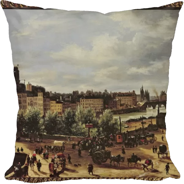 Italy, View of Seine Embankments in Paris, 1820