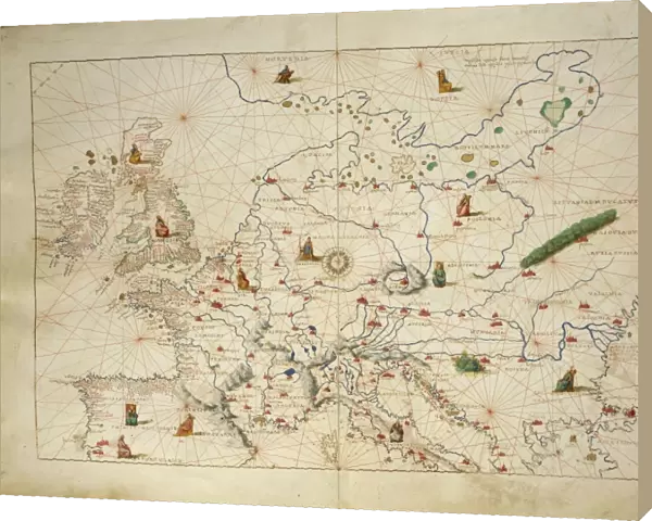 Europe, from Atlas of the World in thirty-three Maps, by Battista Agnese, 1553