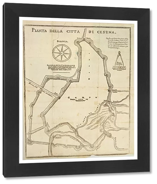 Map of Cesena, Italy, 18th century