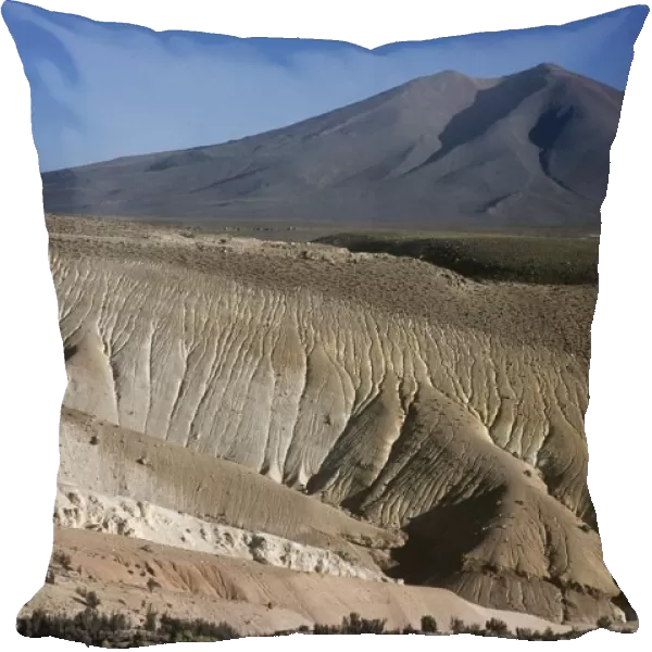Chile, Norte Grande, Tarapaca Region, Andes, Isluga Volcano National Park, eroded badlands