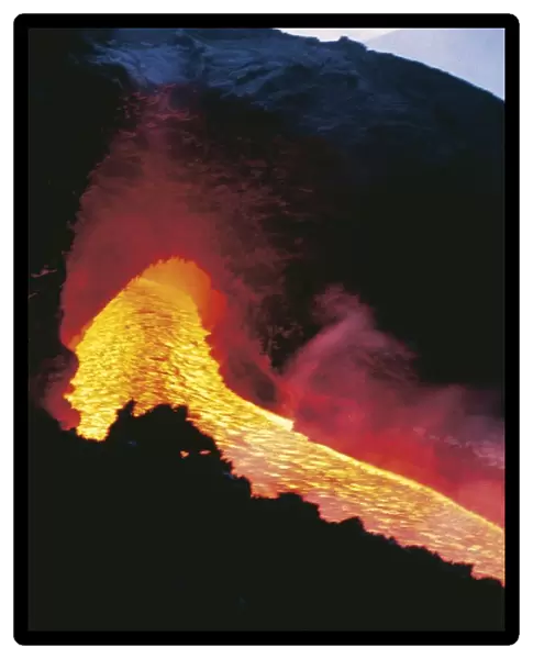Italy, Sicily Region, Mount Etna Volcano, eruption, lava stream, 1983