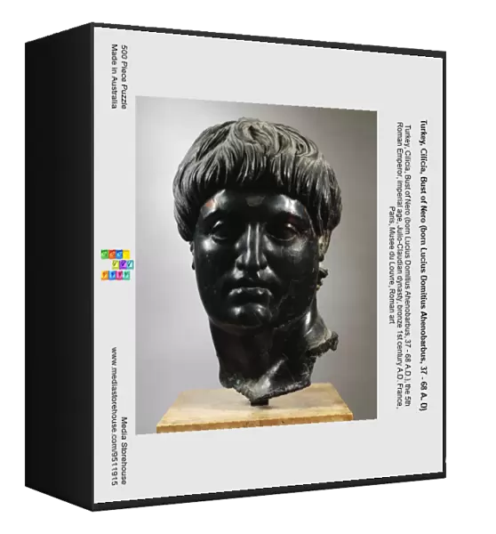 Turkey, Cilicia, Bust of Nero (born Lucius Domitius Ahenobarbus, 37 - 68 A. D. ), the 5th Roman Emperor, imperial age, Julio-Claudian dynasty, bronze