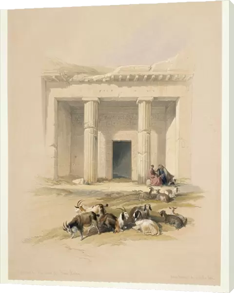 Egypt, entrance to Caves of Beni Hassan, engraving based on drawing by David Roberts