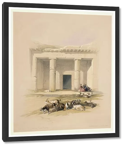 Egypt, entrance to Caves of Beni Hassan, engraving based on drawing by David Roberts