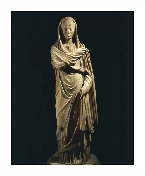 Marble statue portraying Roman matron, from colony of Cirta, Algeria