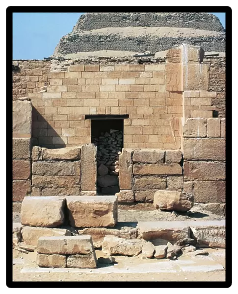 Egypt, Cairo, Saqqara Necropolis funerary monument to king Zoser, Step Pyramid, entrance
