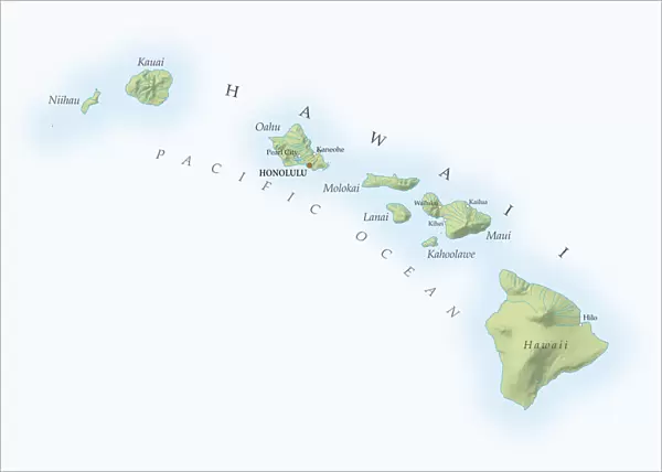 Map of Hawaii, close-up