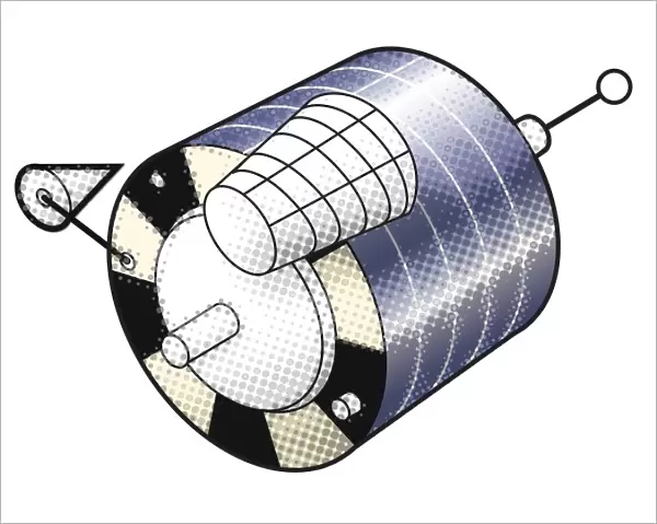 Digital illustration of satellite in geostationary earth orbit