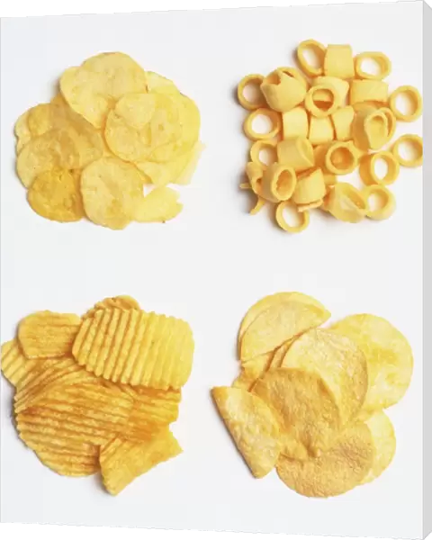 Four varieties of crisps