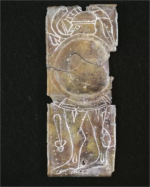 Prehistory, Italy, Iron Age, Votive plate with warrior from the Sanctuary of Reithia (4th century B. C. )