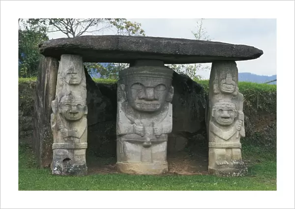 Colombia, Huila Department, San Agustin, Archeological Park, Dolmen with caryatids, megalithic sculptures