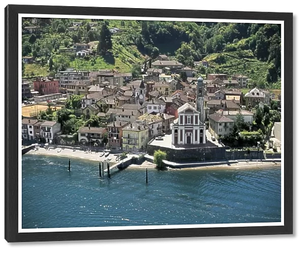 Switzerland, Ticino, Lake Maggiore, Vira, aerial view