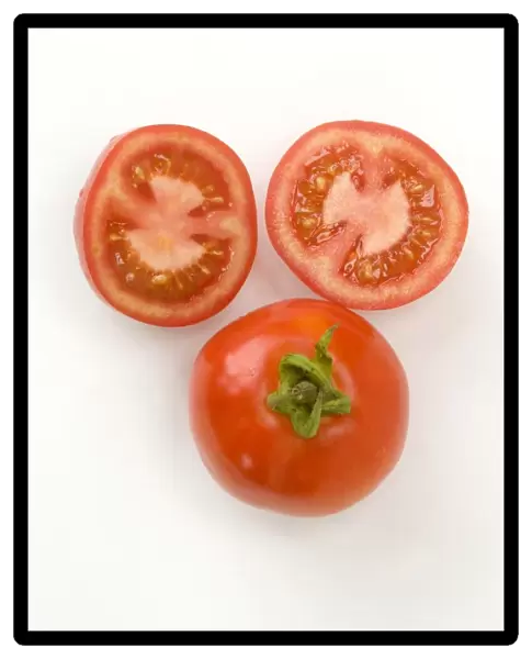 Douglas tomato on white background, close-up
