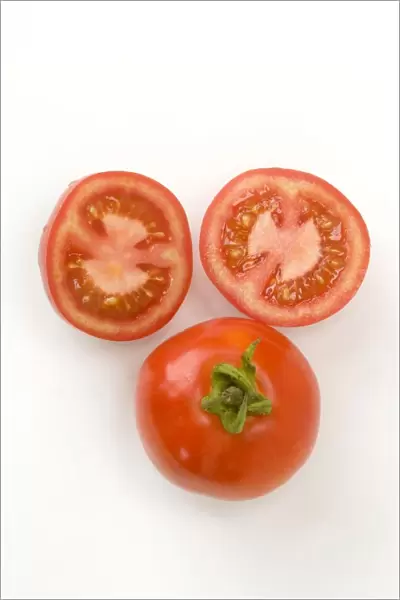 Douglas tomato on white background, close-up