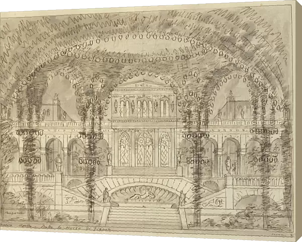 Italy, Venice, Set design for the performance The Marriage of Figaro (or the Day of Madness) by Wolfgang Amadeus Mozart at the Teatro La Fenice