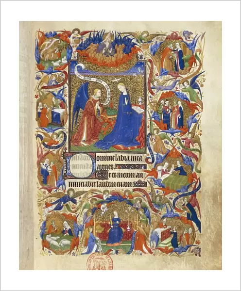 France, The annunciation, miniature from the manuscript Breviary 469 (folio 13), 1410-15