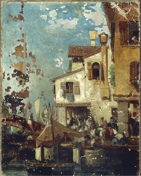 View of street of Chioggia (Venice), by Riccardi Luigi, painting