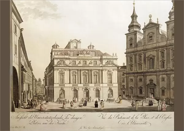 Austria, Vienna, University Square, engraving by Carl Schutz, 1790