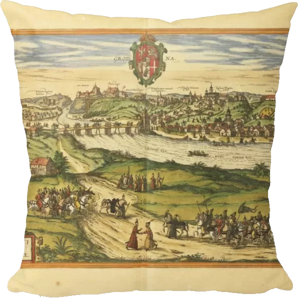Grodno from Civitates Orbis Terrarum by Georg Braun, 1541-1622 and Franz Hogenberg, 1540-1590, engraving