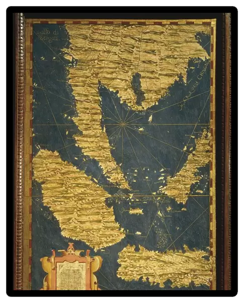 Map of the South China Sea, Malaysia, Sumatra and Java, oil painting by Stefano Buonsignori 1575-1584